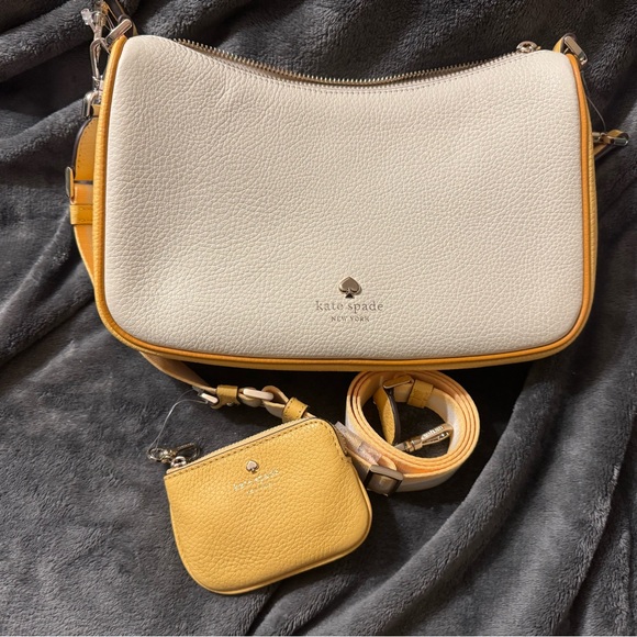 Kate Spade Cream and Yellow Shoulder Bag w/Pouch - Picture 1 of 4